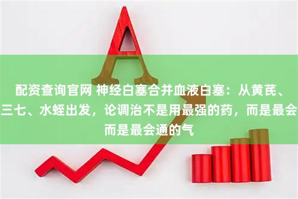 配资查询官网 神经白塞合并血液白塞：从黄芪、丹参、三七、水蛭出发，论调治不是用最强的药，而是最会通的气