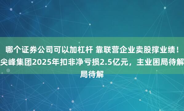哪个证券公司可以加杠杆 靠联营企业卖股撑业绩！尖峰集团2025年扣非净亏损2.5亿元，主业困局待解